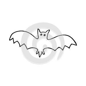 Bat in doodle style. Nocturnal animal vector