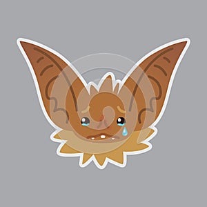 Bat emotional head. Illustration of bat-eared brown