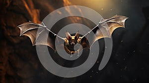 Bat Flying With Spread Wings in the Air. Generative AI.