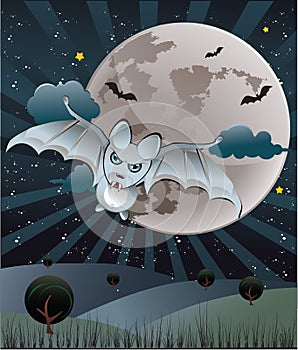 Bat with a full moon