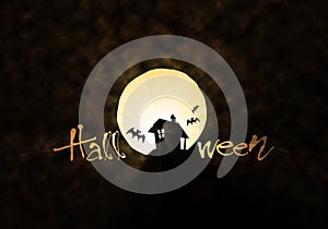 Bat hut and moon Halloween theme