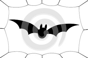 Bat icon. Bat wings, black web silhouette, isolated white background. Symbol Halloween holiday, mystery dark vampire