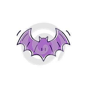Bat icon, Colorful flat Halloween bat symbols. Thin line art design, Vector illustration