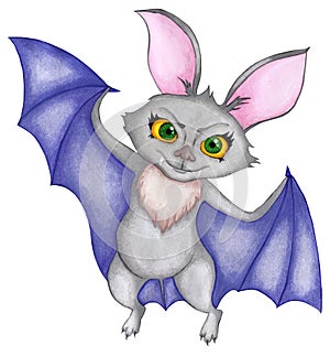 Bat with lilac wings and large ears