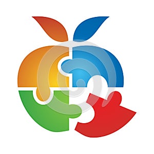 apple fruit puzzle logo icon template
