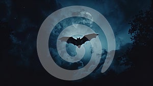 A bat in the night sky, rapidly maneuvering in search of prey in dark corners