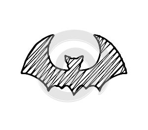 Bat scribble vector art isolated on white background. Doodle style