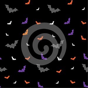 Bat seamless pattern on black background