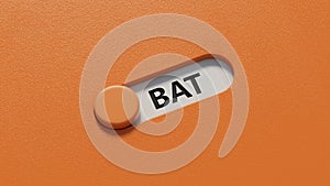 bat sign on slide switch spelling concept, slide switch spelling.
