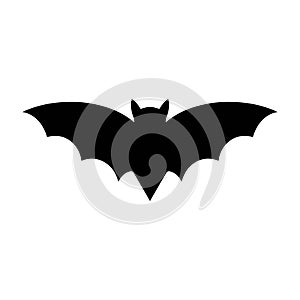Bat. Silhouette. Vector illustration. Isolated white background. Flat style. Halloween symbol. Vampire animal. A blood-sucking