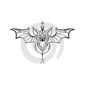 Bat tribal vectoor ornate elegant tattoo