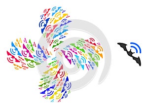 Bat Ultrasound Icon Colorful Curl Flower with Four Petals photo