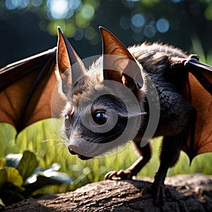 Bat wild animal living in nature, part of ecosystem