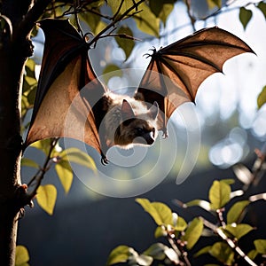 Bat wild animal living in nature, part of ecosystem