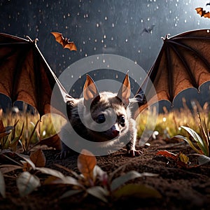 Bat wild animal living in nature, part of ecosystem