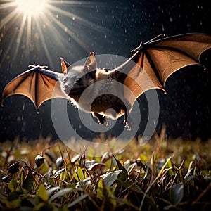 Bat wild animal living in nature, part of ecosystem