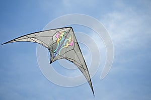 Bat winged kite races across the sky