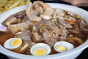 Batangas lomi with egg , philippines special dish