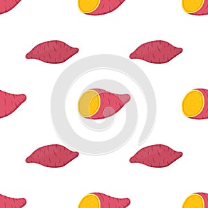 Batat, sweet potato seamless pattern. Organic healthy vegetable