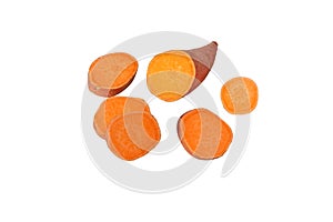 Batata or sweet potato sliced tube isolated on white. Transparent png additional format photo