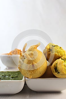 Batata vada or aalo bonda or aalo vada is famous Mumbai streetfood of India hot,spicy and tasty vada deepfried with besan batter a