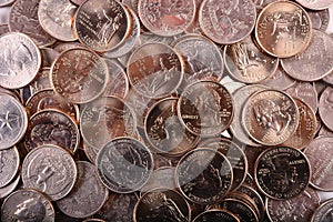 Numismatic background of uncirculated quarters photo