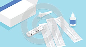 Close up of an antigen test home kit