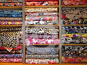 Batch of fabric in a store.