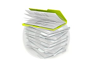 Batch of folders with different green one