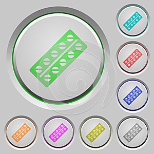 Batch of pills in blister pack push buttons