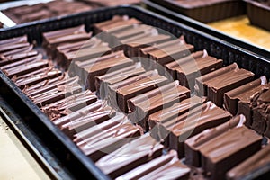 batch of unsweetened dark chocolate bars in molds
