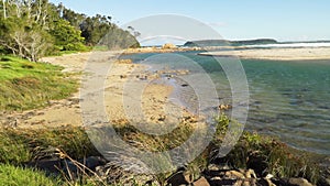 Batemans bay beach and ocean in New South Wales at sunset, Australia