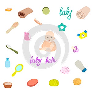 Bath accessories object vector design with text