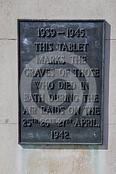 Bath Air Raid Graves 1939-1945.