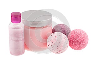 Bath balls and cosmetic bottles