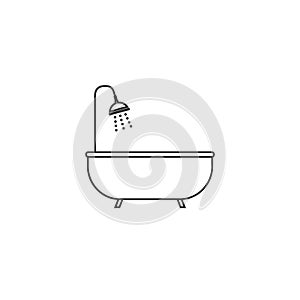 Bath, bathroom, shower icon. Vector illustration, flat design