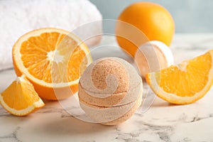 Bath bomb and orange slices