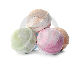 Bath bombs on white background.