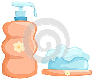 Bath bottle and soap