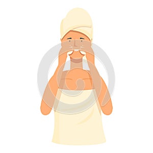 After bath cleaning icon cartoon vector. Face care