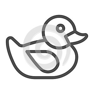 Bath Duck line icon, kid toys concept, rubber duck sign on white background, rubber toy for bath icon in outline style