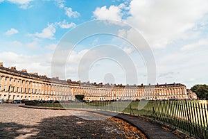 Bath ,England - AUG 30 2019 : The famous Royal Crescent at Bath Somerset England UK