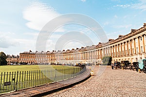 Bath ,England - AUG 30 2019 : The famous Royal Crescent at Bath Somerset England UK