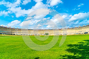 Bath ,England - AUG 30 2019 : The famous Royal Crescent at Bath Somerset England UK