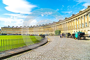 Bath ,England - AUG 30 2019 : The famous Royal Crescent at Bath Somerset England UK