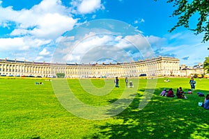 Bath ,England - AUG 30 2019 : The famous Royal Crescent at Bath Somerset England UK