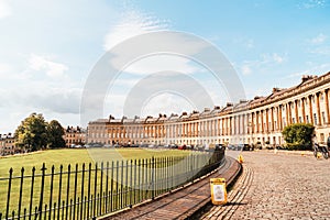 Bath ,England - AUG 30 2019 : The famous Royal Crescent at Bath Somerset England UK