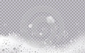 Bath foam isolated on transparent background. Shampoo bubbles texture.Sparkling shampoo and bath lather vector