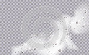 Bath foam isolated on transparent background. Shampoo bubbles texture.Sparkling shampoo and bath lather vector