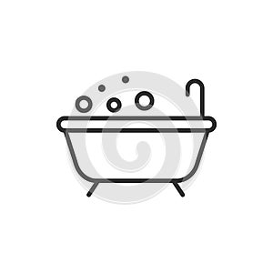 Bath icon in flat style. Bathroom vector illustration on isolated background. Bathtub sign business concept